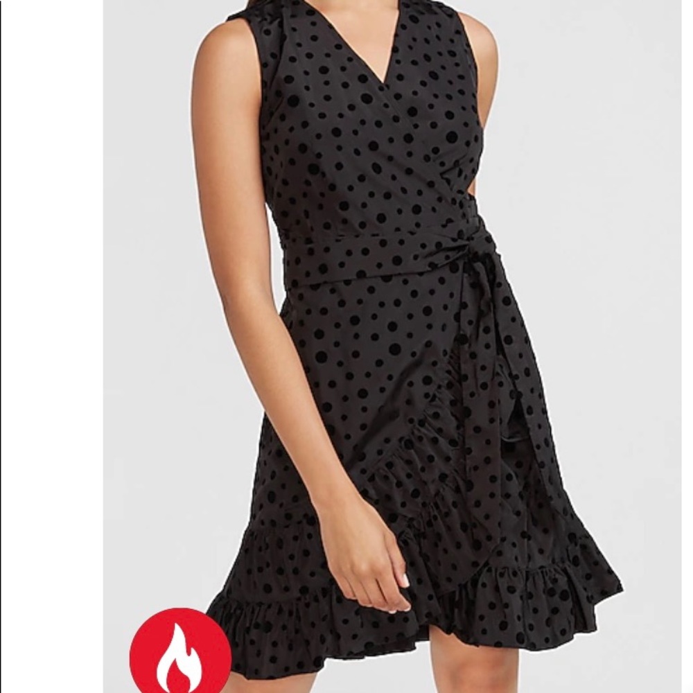NWT EXPRESS BELTED POLKA DOT TAFFETA WRAP DRESS